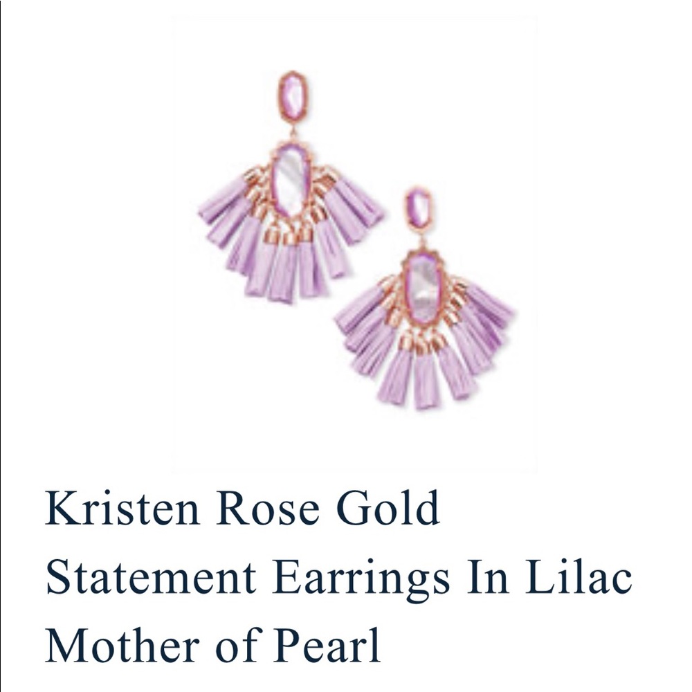 Rose gold earrings in lilac mother of pearl.